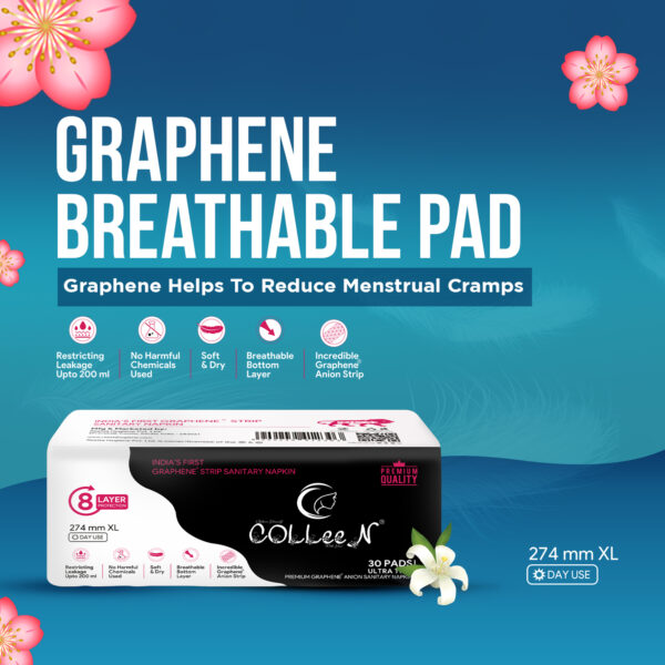 Colleen Graphene Sanitary Napkin 274mm XL 30 pad Day use - Image 5