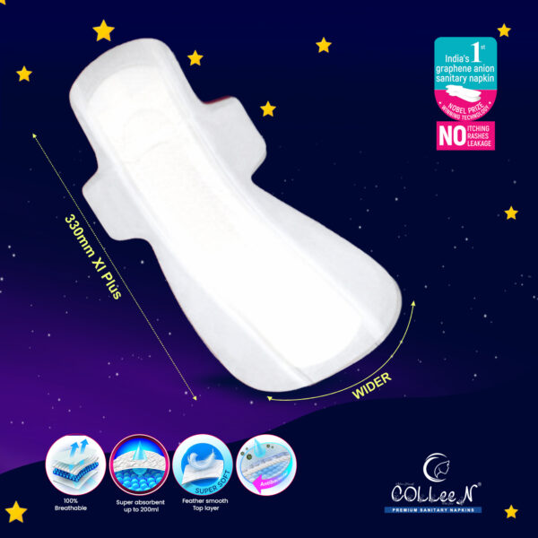 Colleen Ultra Eco Breathable sanitary Napkin XL+ 30 Pad Night Use 330mm - Image 4