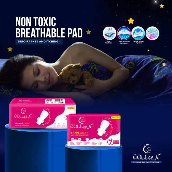 Colleen Ultra Eco Breathable sanitary Napkin XL+ 30 Pad Night Use 330mm - Image 3